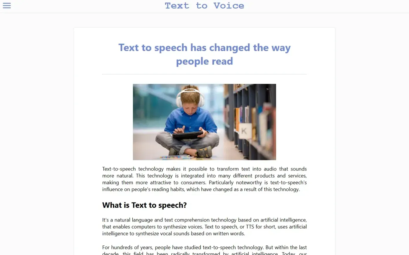 Texttovoice — Blog page