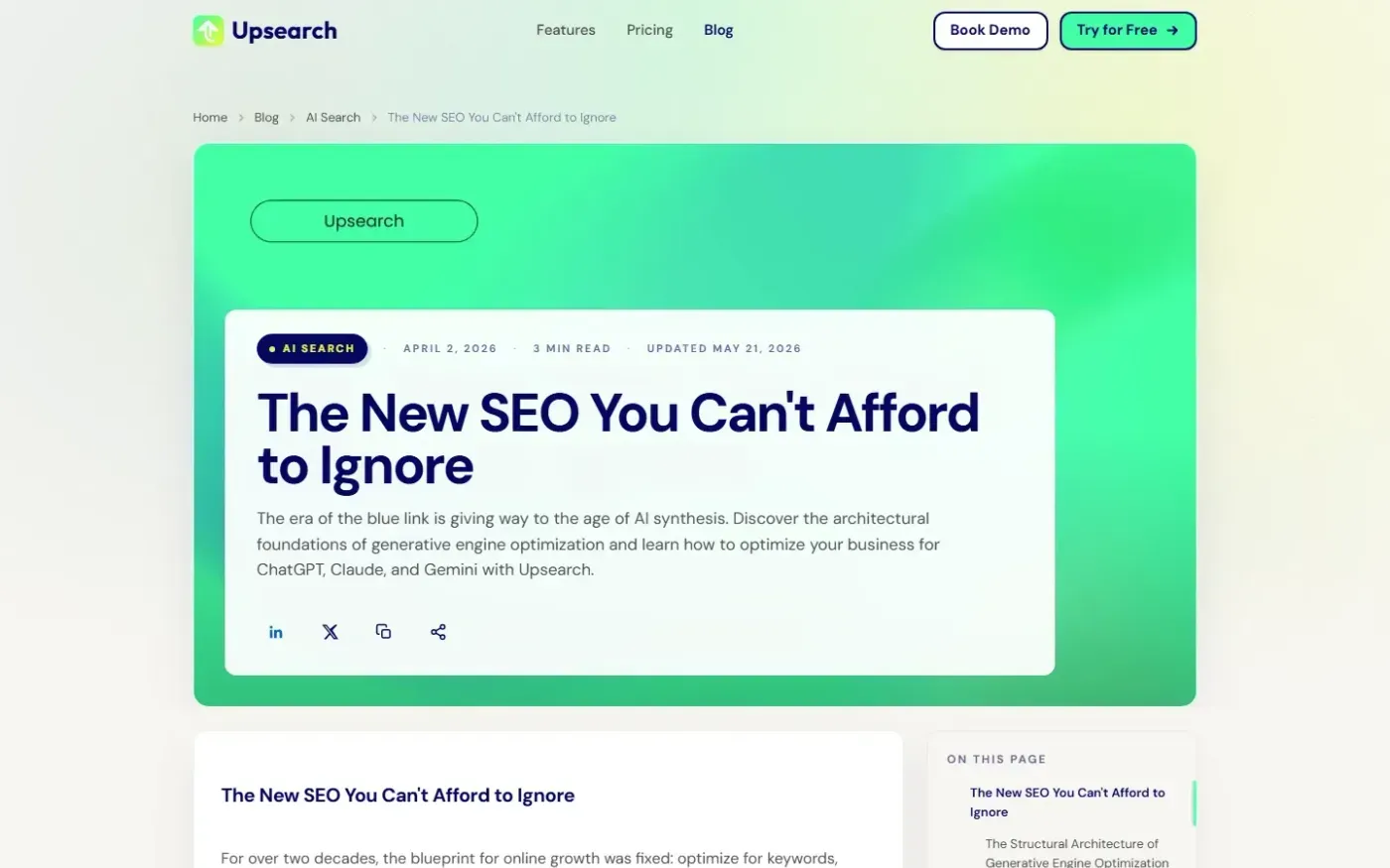 Upsearch — Blog page