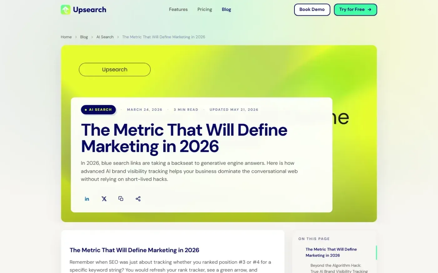 Upsearch — Blog page