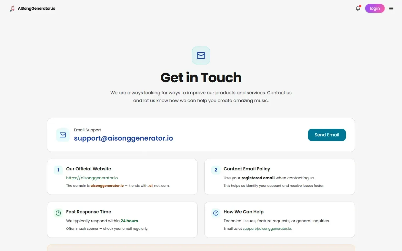 Aisonggenerator — Contact page