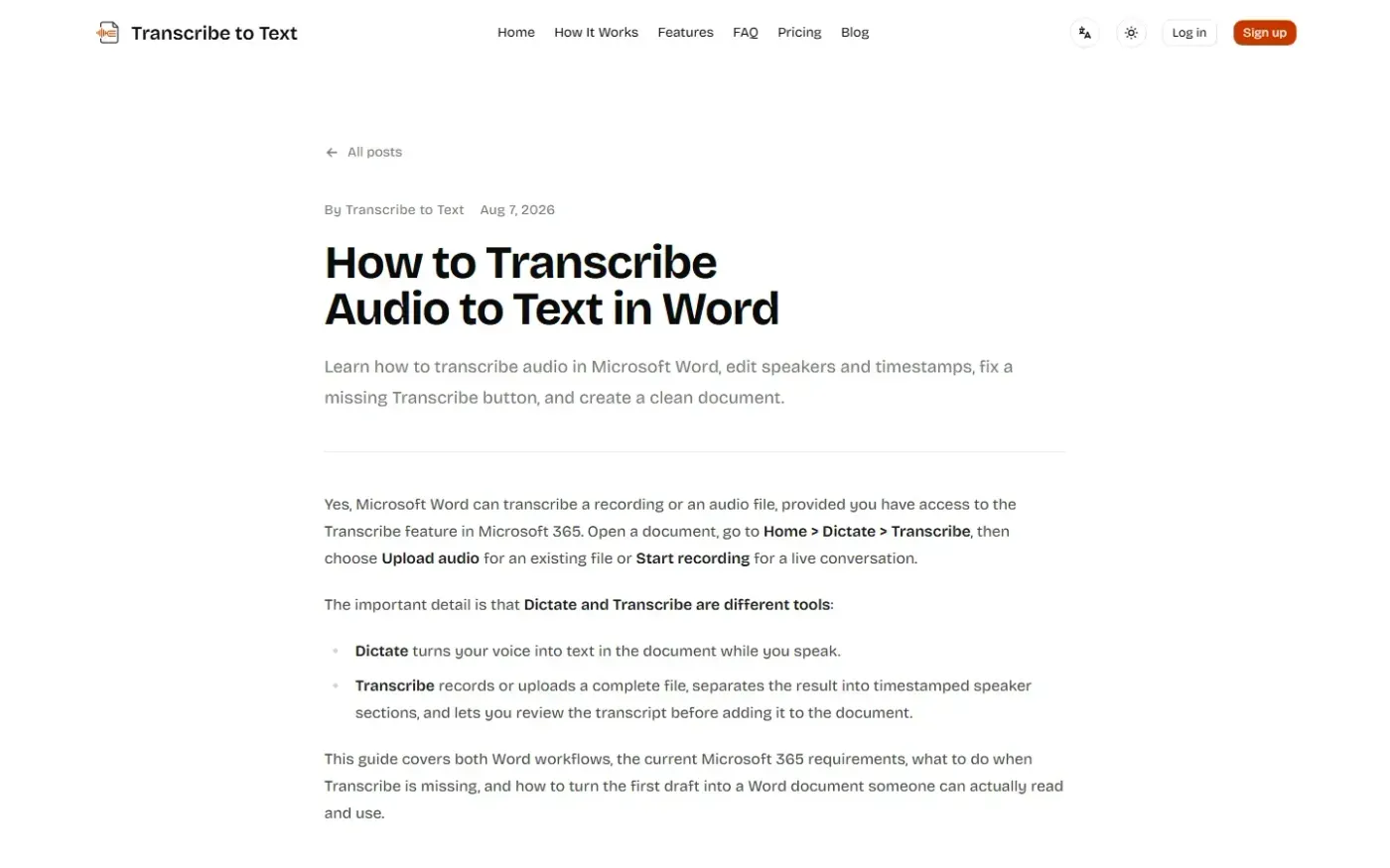Transcribetotext — Blog page