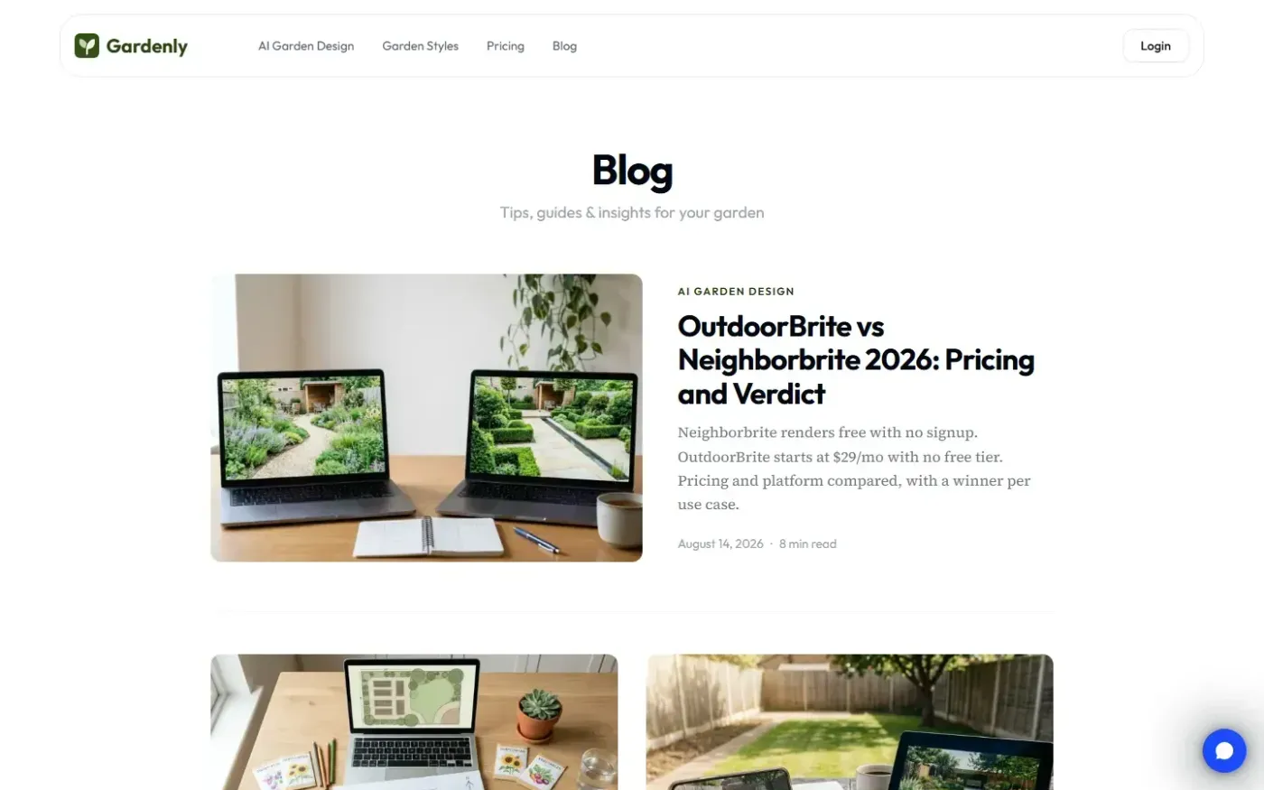 Gardenly — Blog page