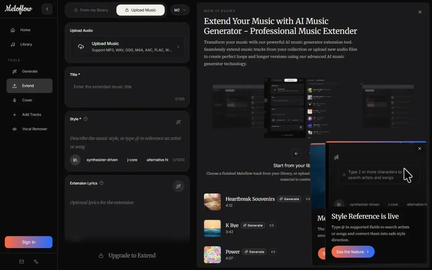 Meloflow — Tools page