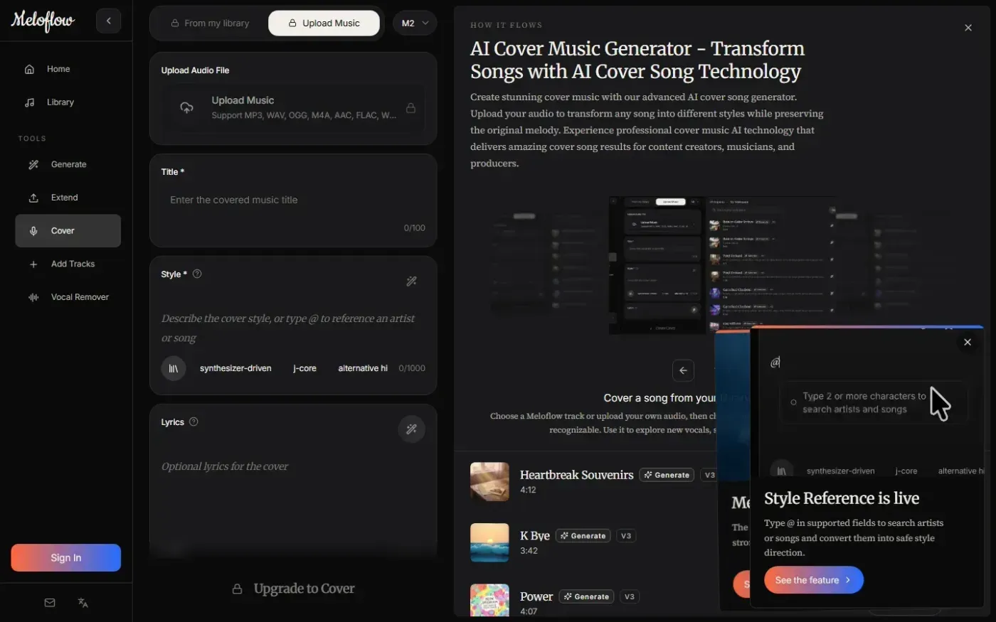 Meloflow — Tools page