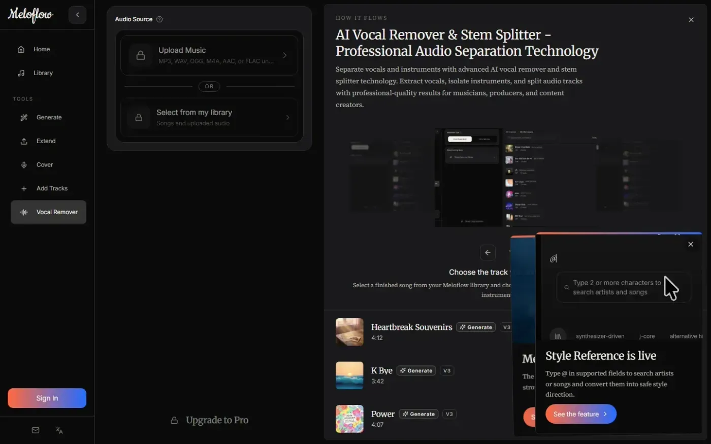 Meloflow — Tools page