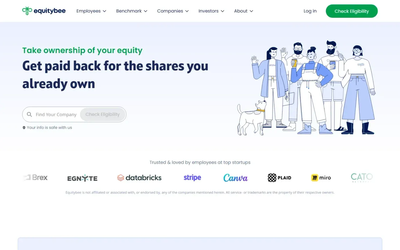 Equitybee Benchmark — Compare your startup equity grant for free. — Employees page