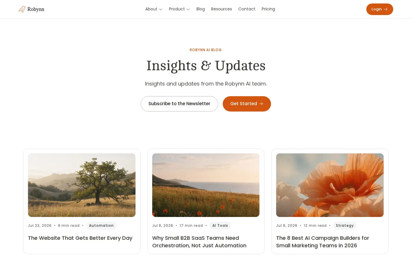 Robynn AI — Websites that improve and heal with self-learning — Blog page
