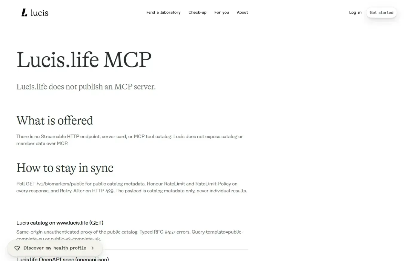 Lucis — Docs page