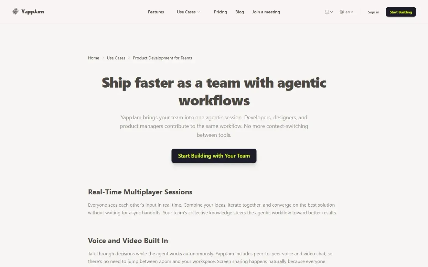 Yappjam — Use cases page