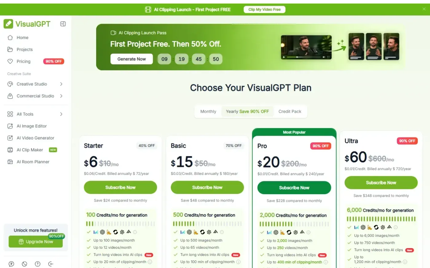Visualgpt — Pricing page