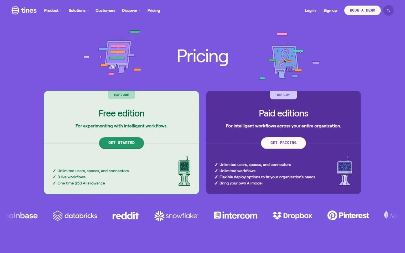 Tines 3B — The secure environment for agents, apps, and automations — Pricing page