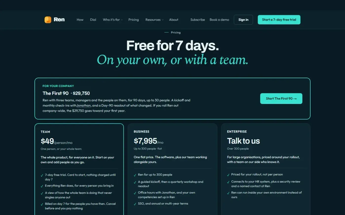 Rencoach — Pricing page