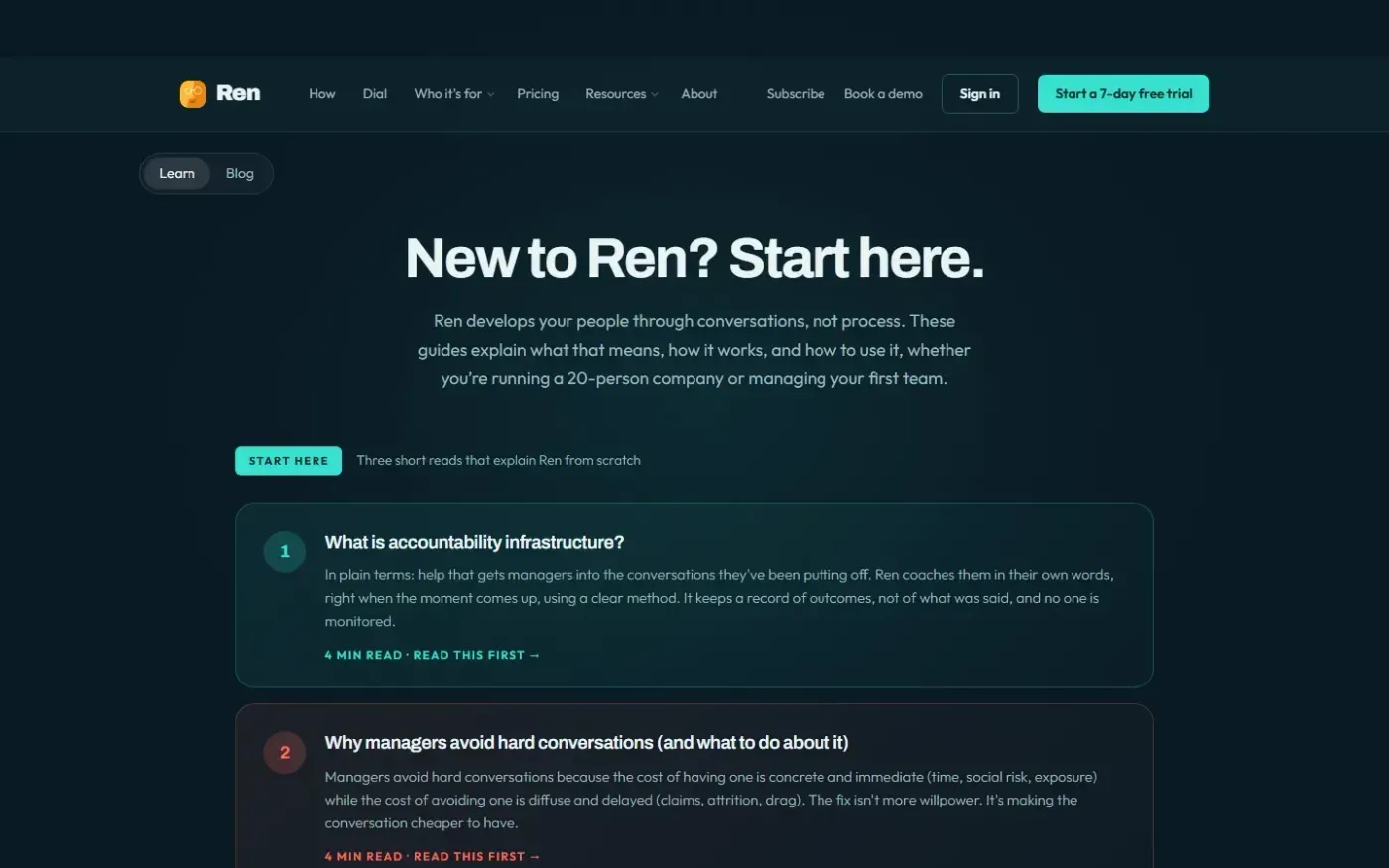 Rencoach — Learn page
