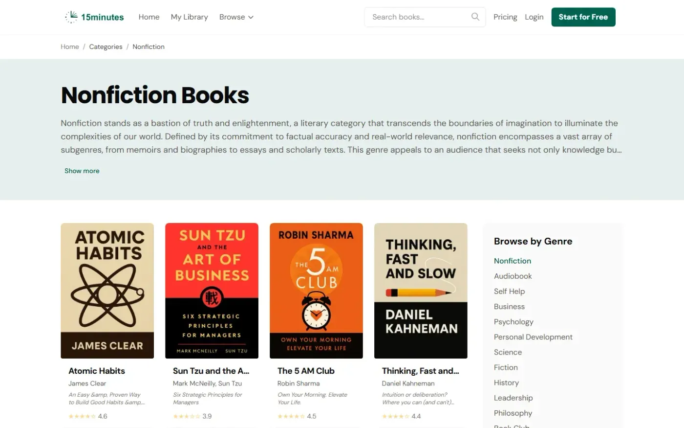 15minutes — Categories page