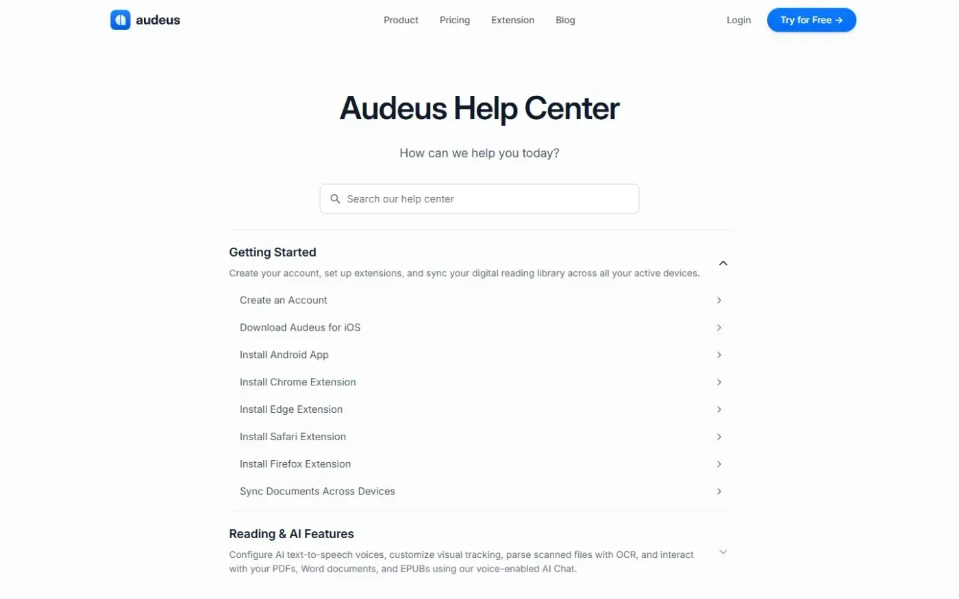 Audeus — Help page
