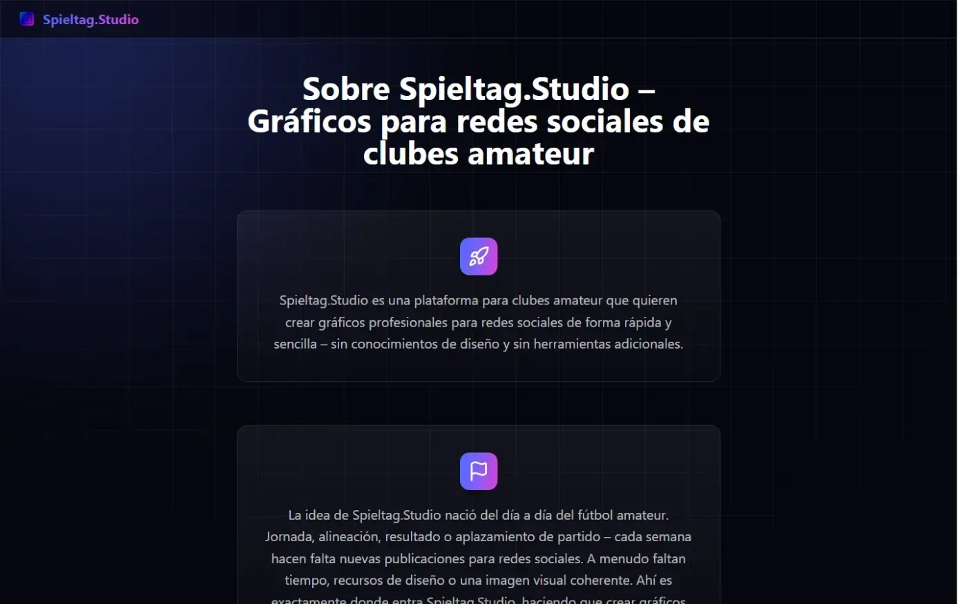 Spieltag.Studio — Professional social media graphics for amateur sports Clubs — About page