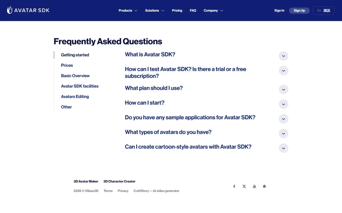 Avatarsdk — Faq page