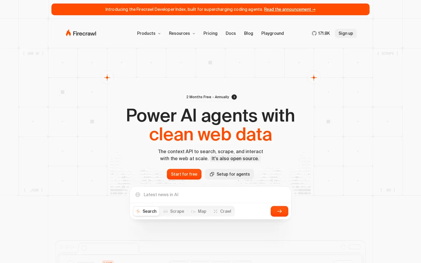 The new Firecrawl MCP — Agent-ready web context for any MCP client. — Home page