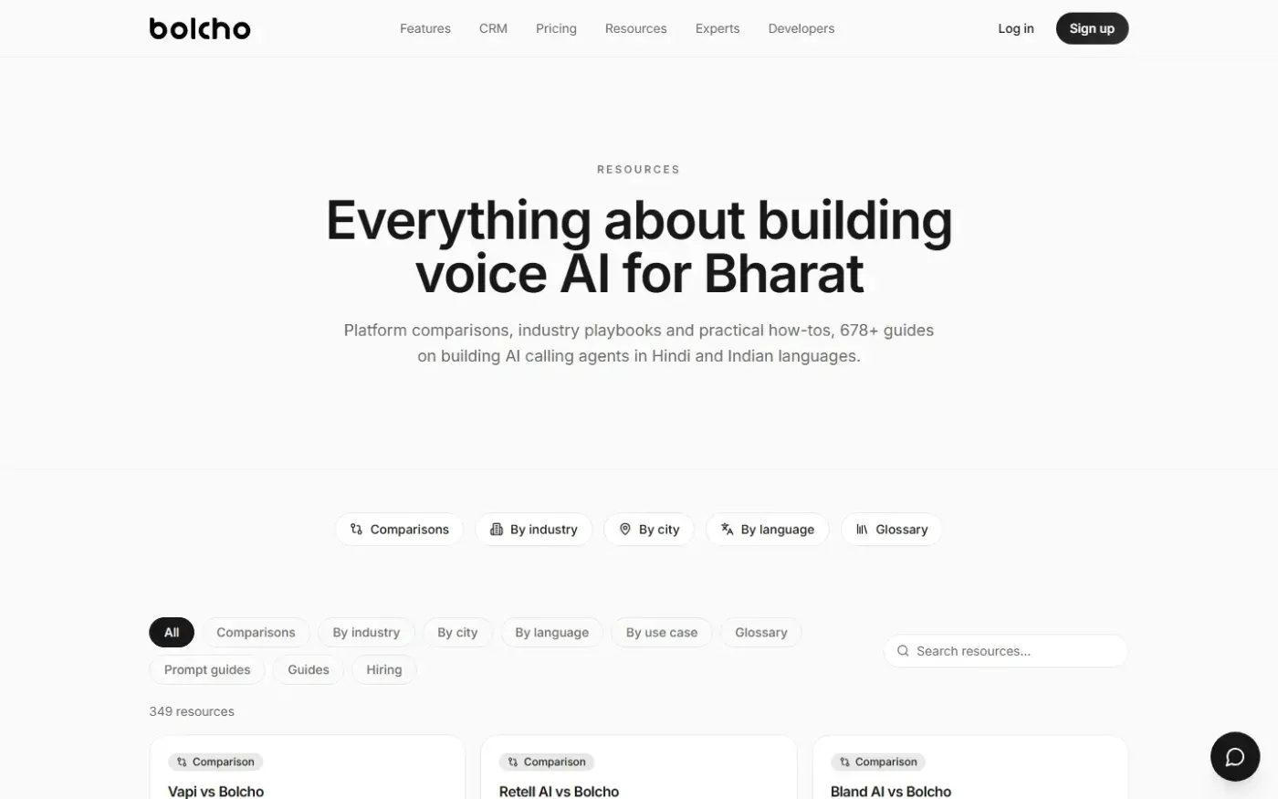 Bolcho AI — Build Voice AI agents that actually speak India — Resources page