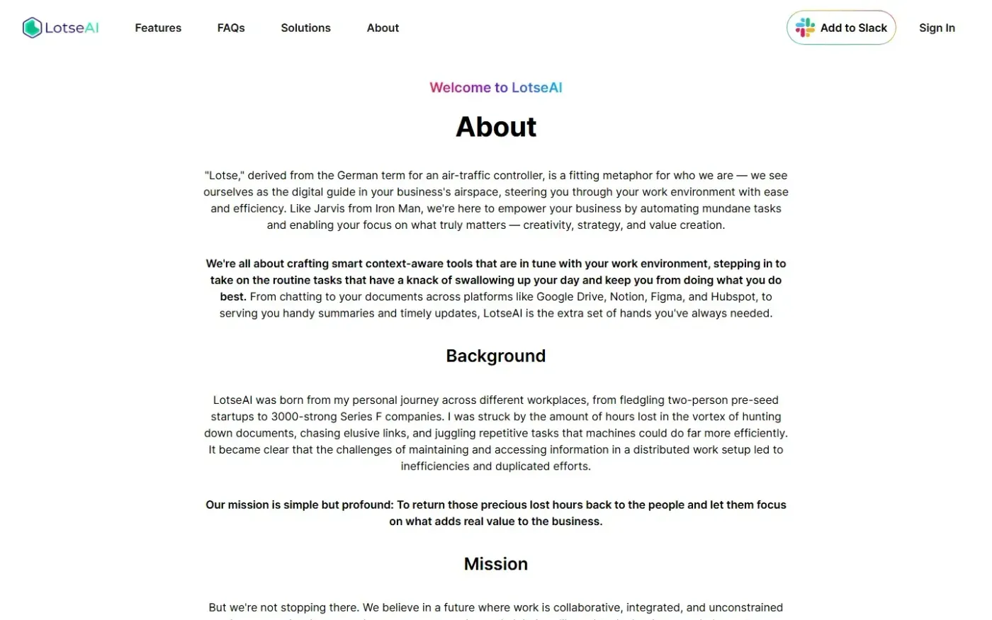 Getlotse — About page