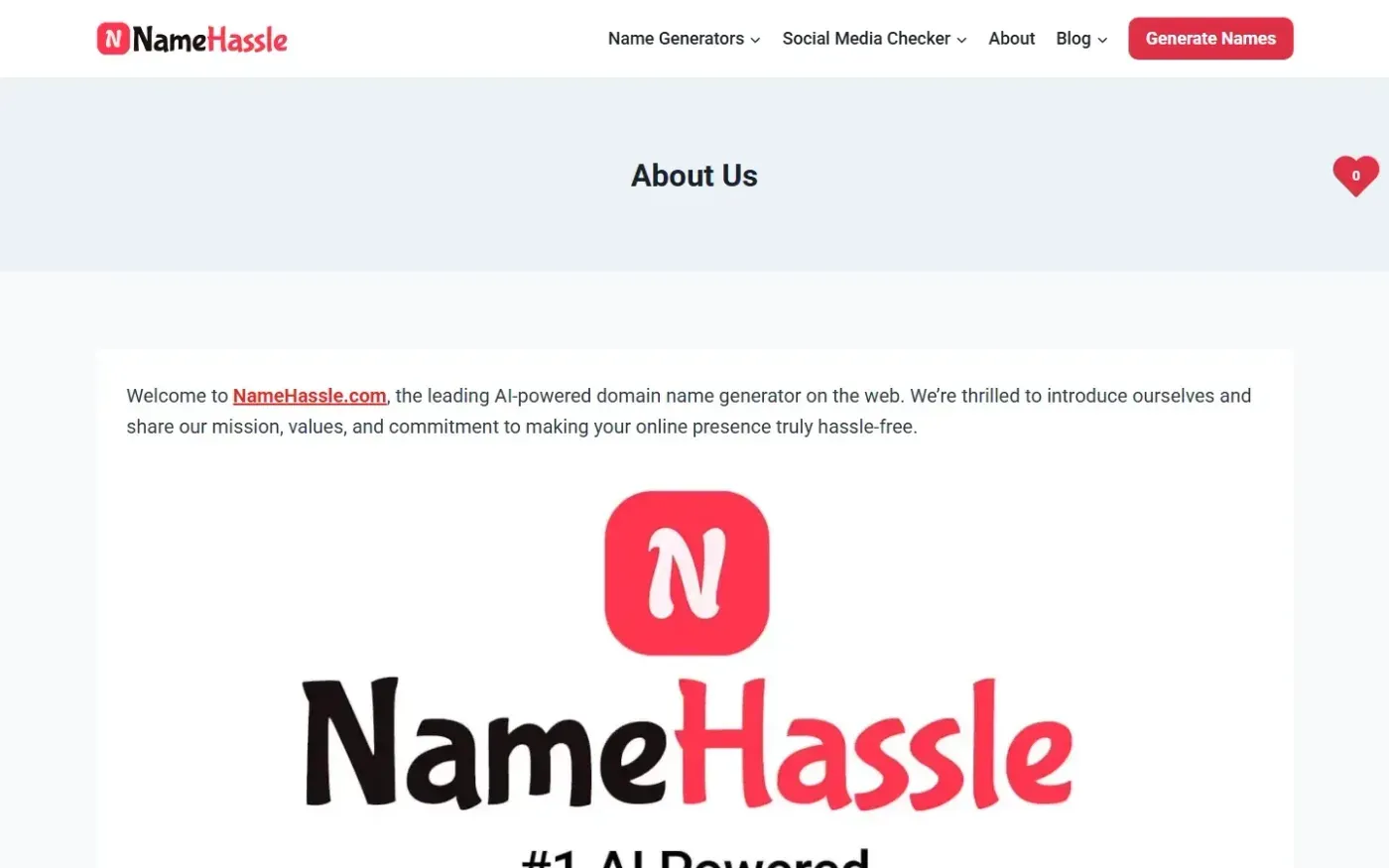 Namehassle — About page
