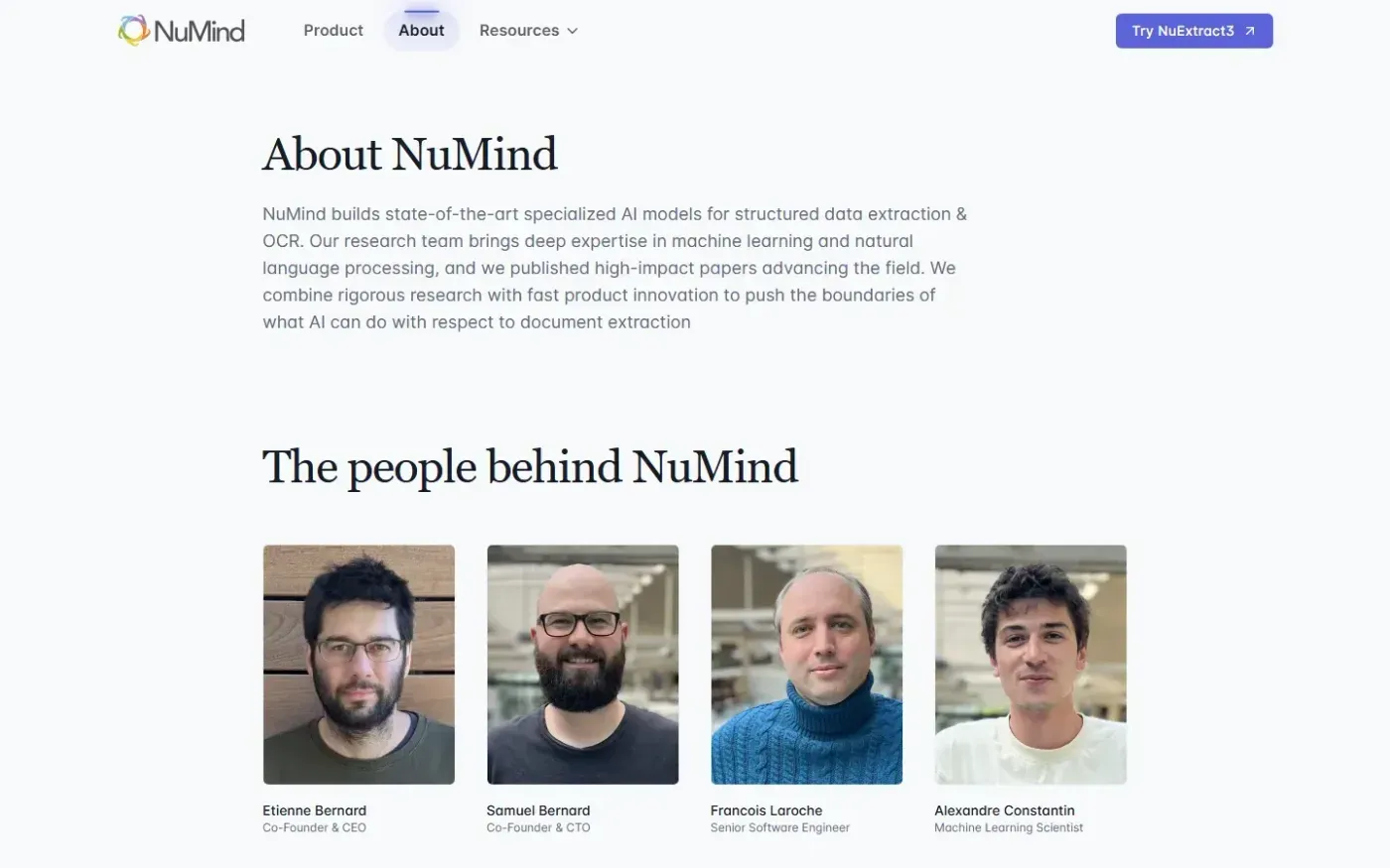 Numind — About page