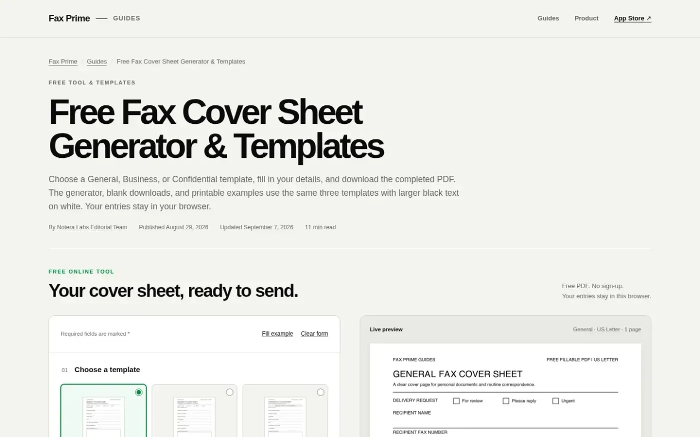 Faxprime — Guides page