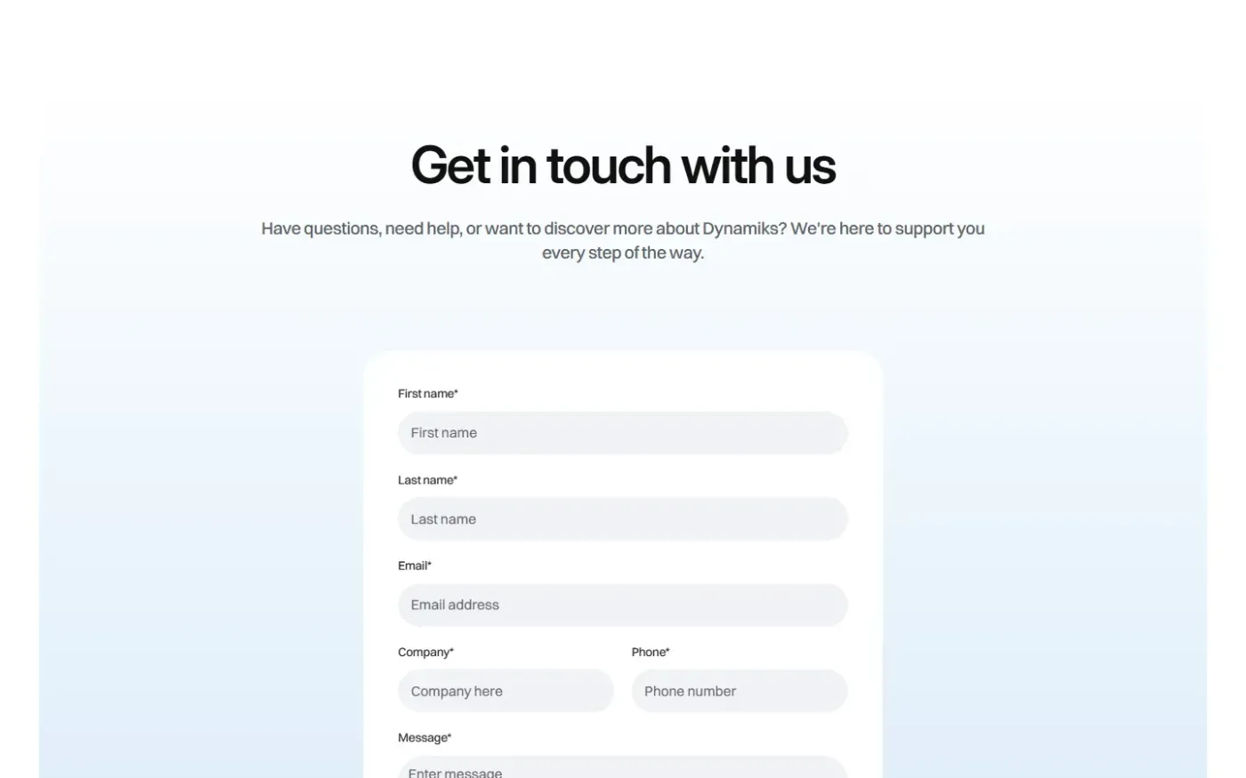 Dynamiks — Contact page