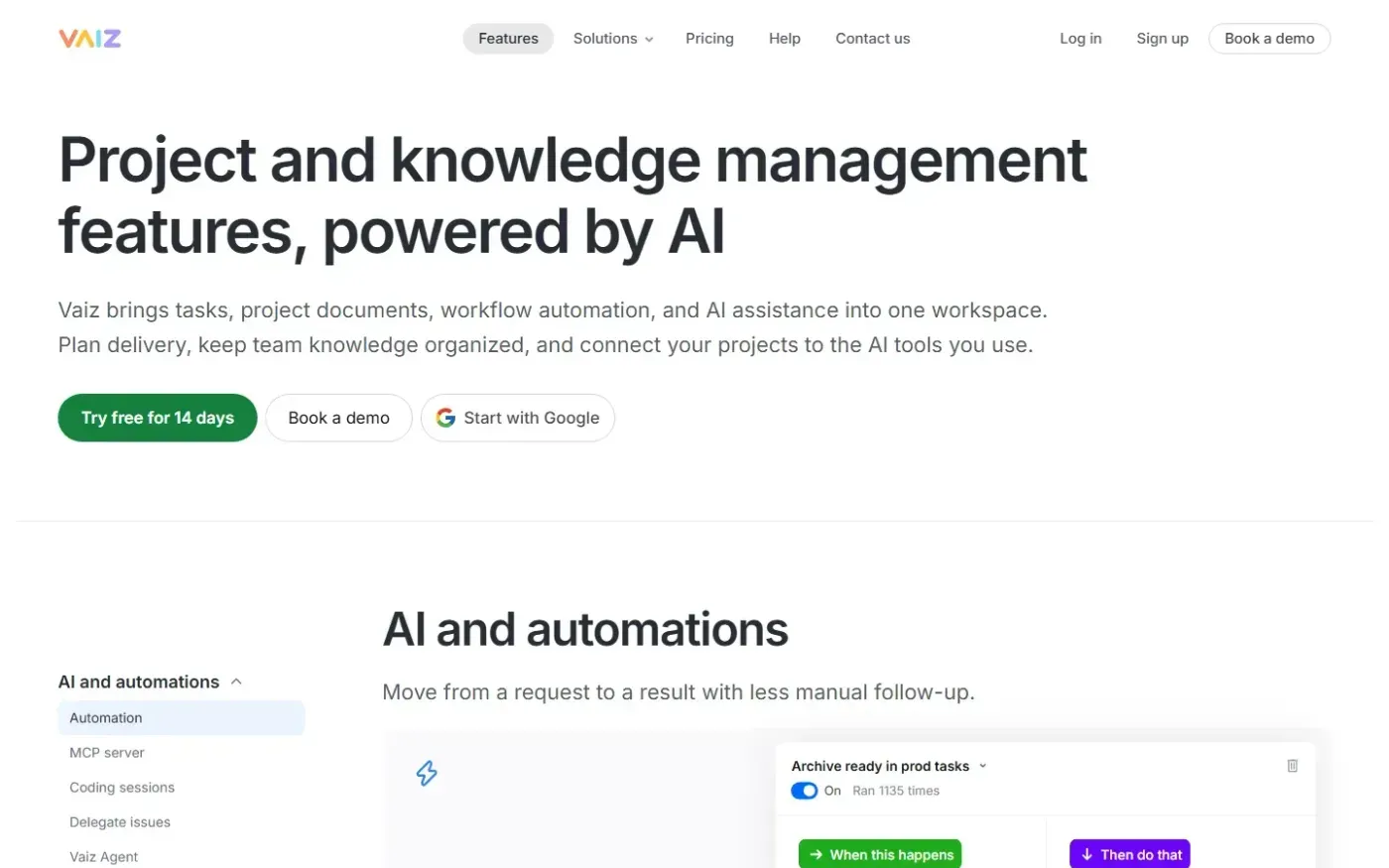 Vaiz — Features page