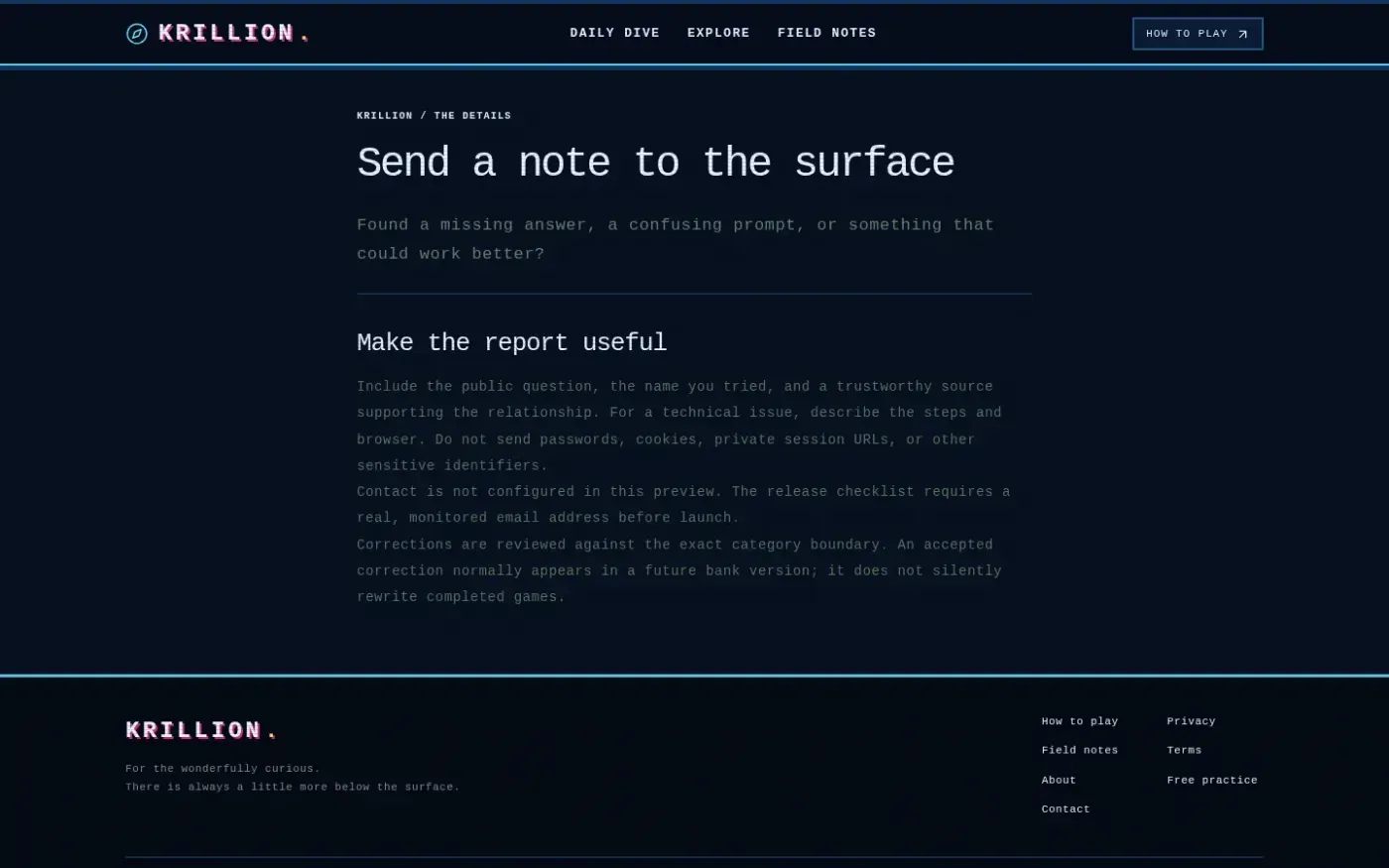 Krillion — Contact page