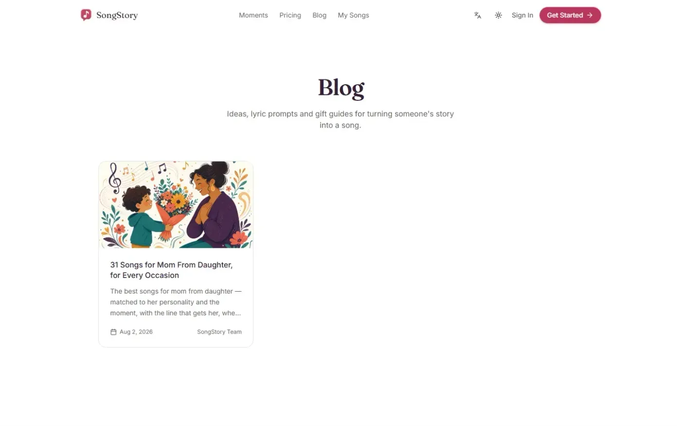 Songstory — Blog page