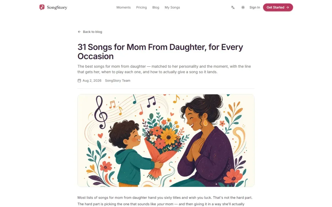 Songstory — Blog page