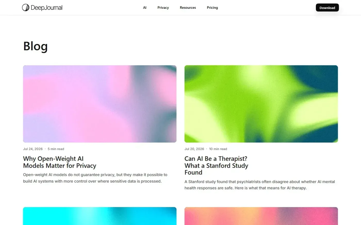 Deepjournal — Blog page