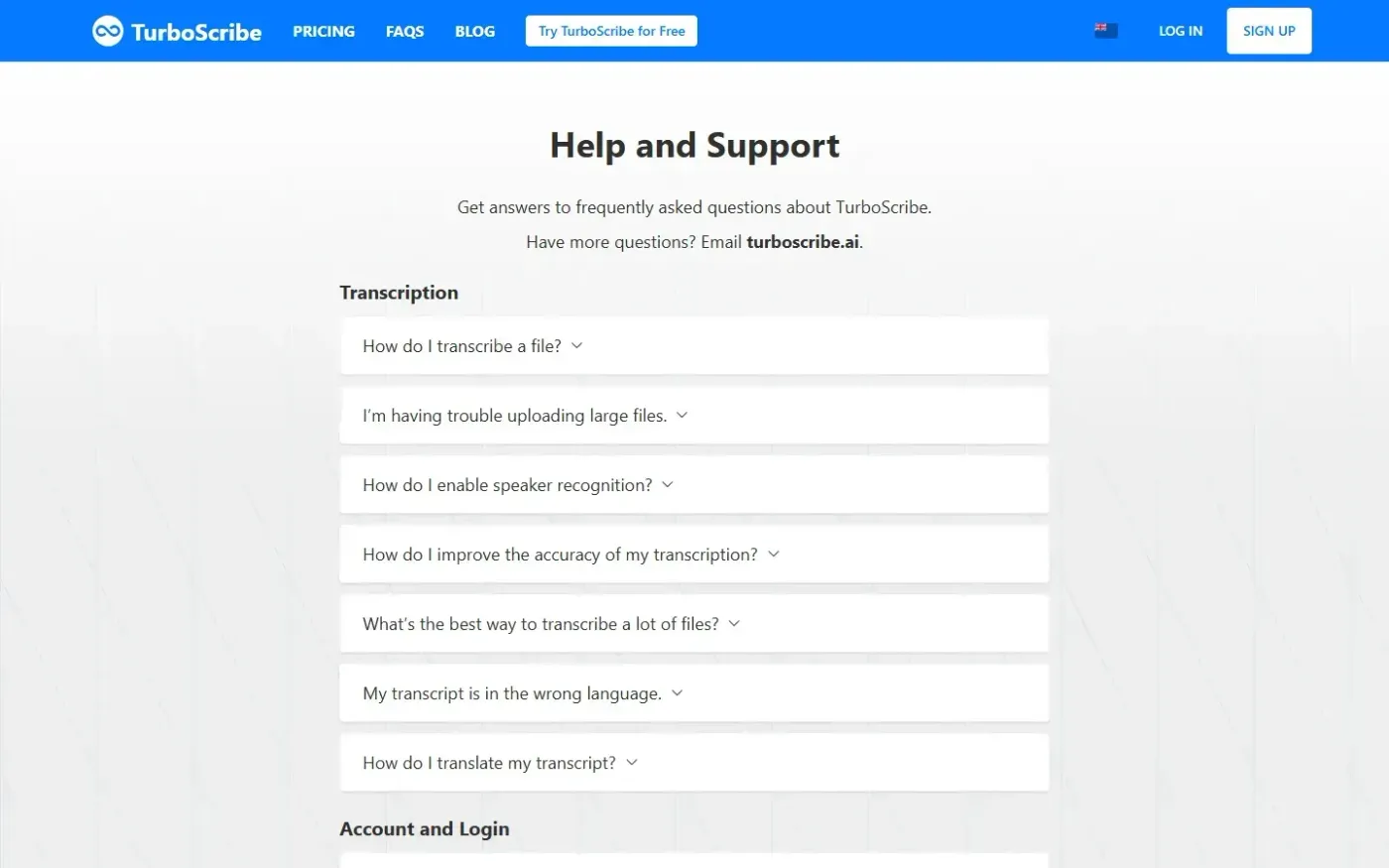 Turboscribe — Support page