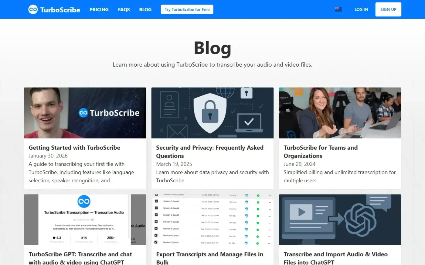 Turboscribe — Blog page