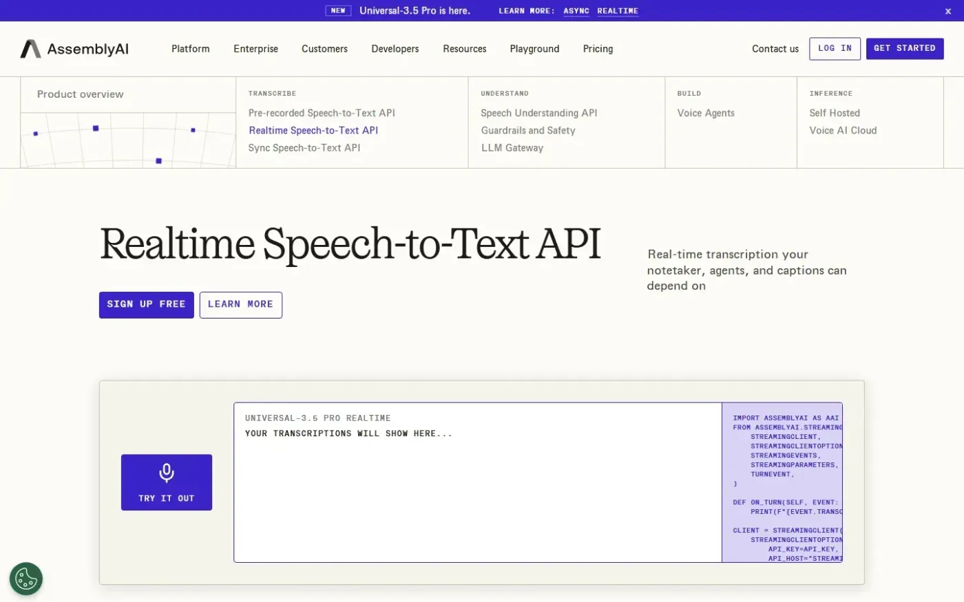 Assemblyai — Products page