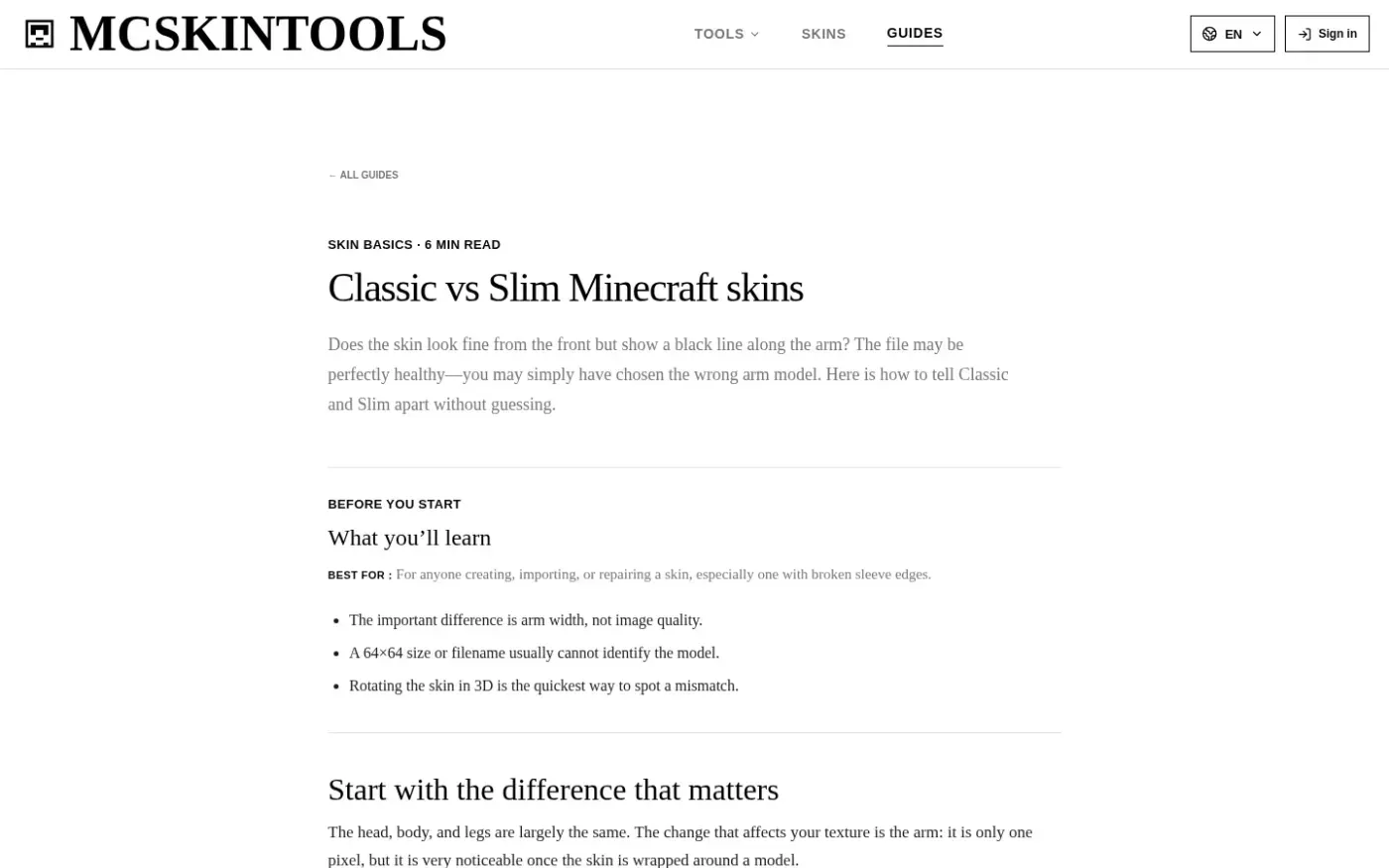 Mcskintools — Guides page