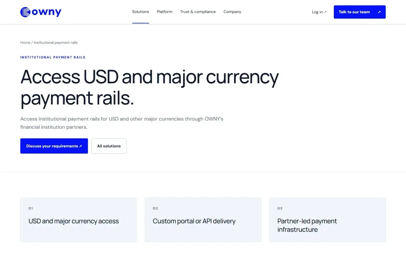 Owny — Solutions page