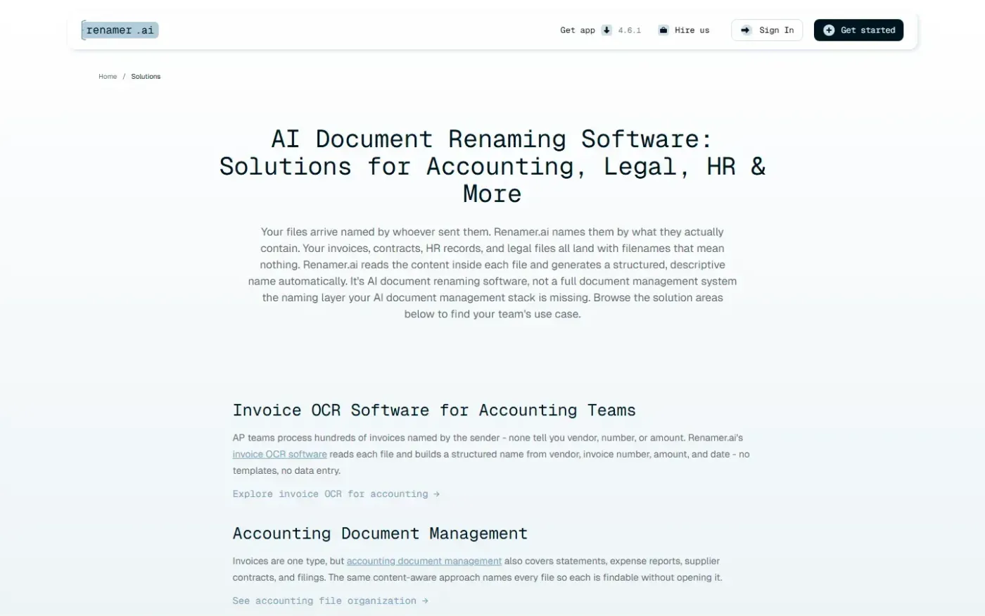 Renamer — Solutions page