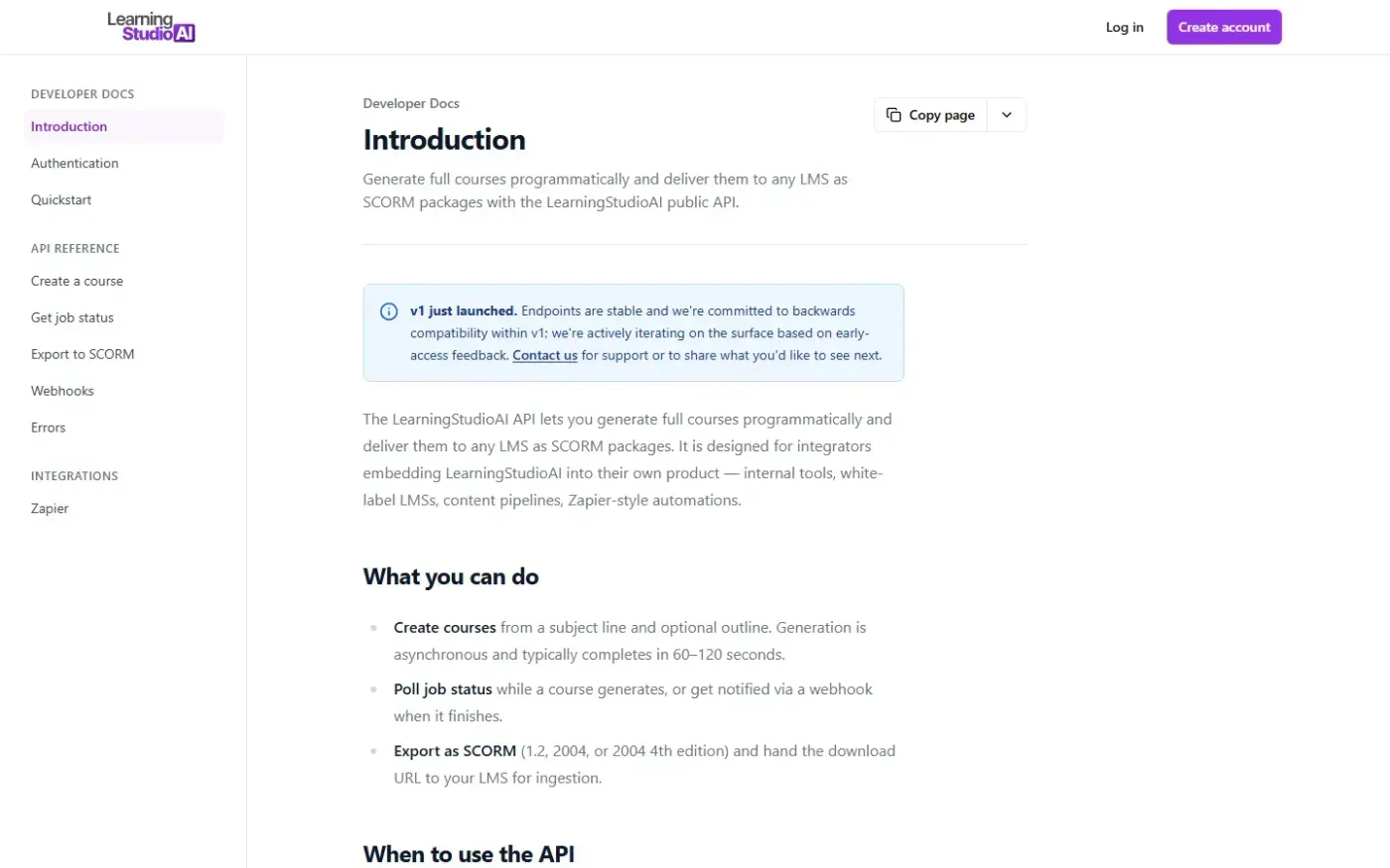 Courseai — Docs page