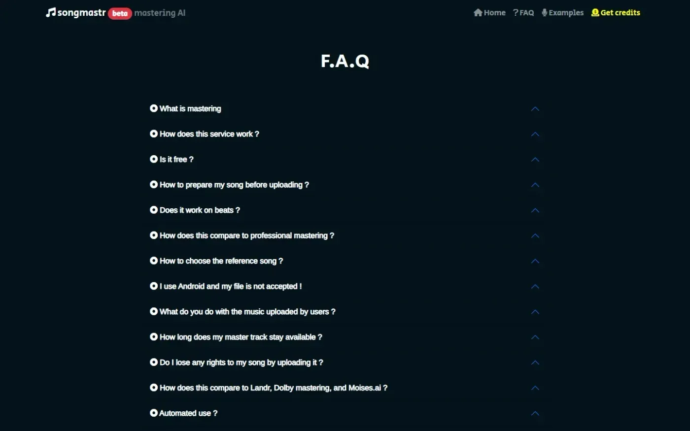 Songmastr — Faq page