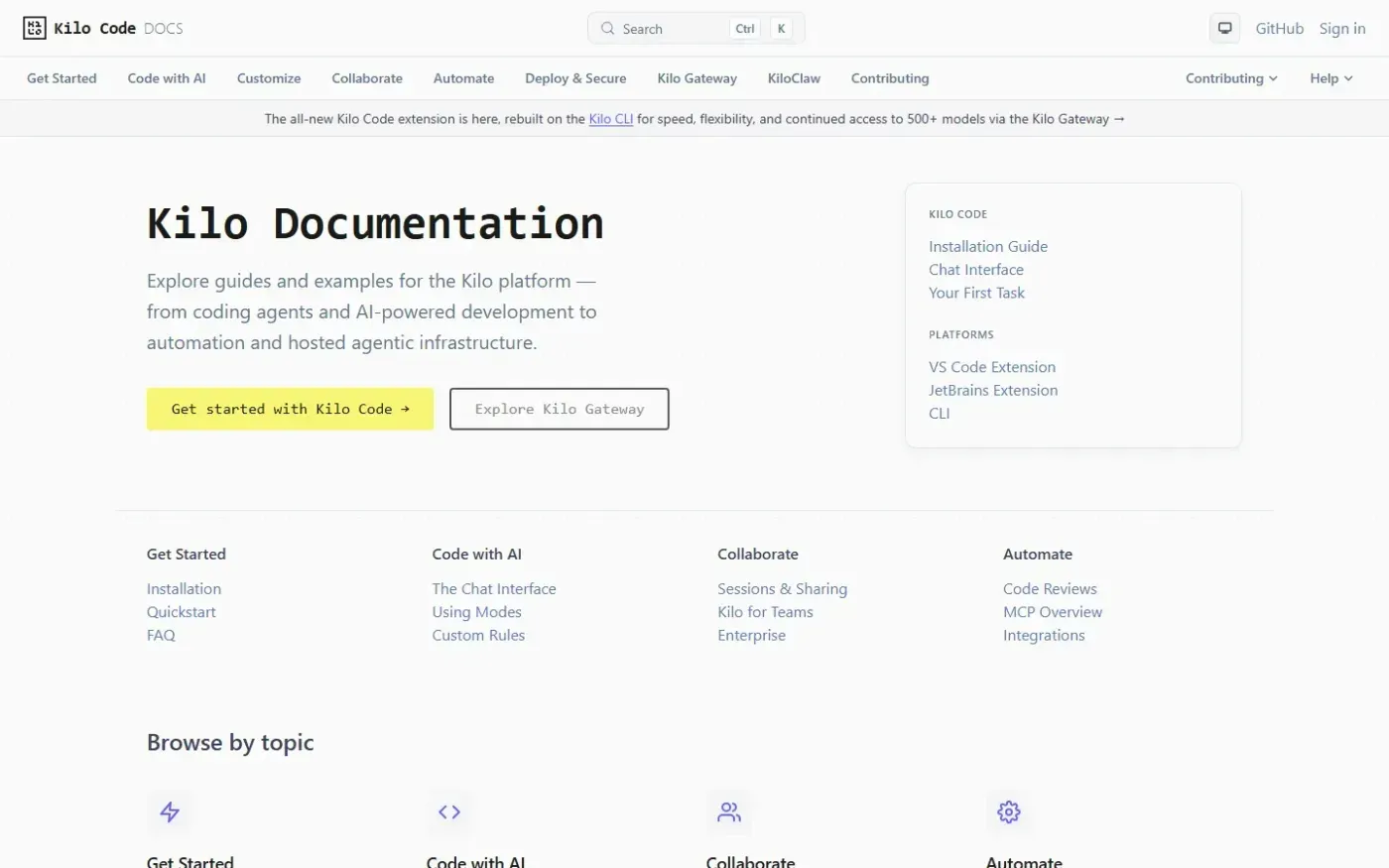 Kilocode — Docs page