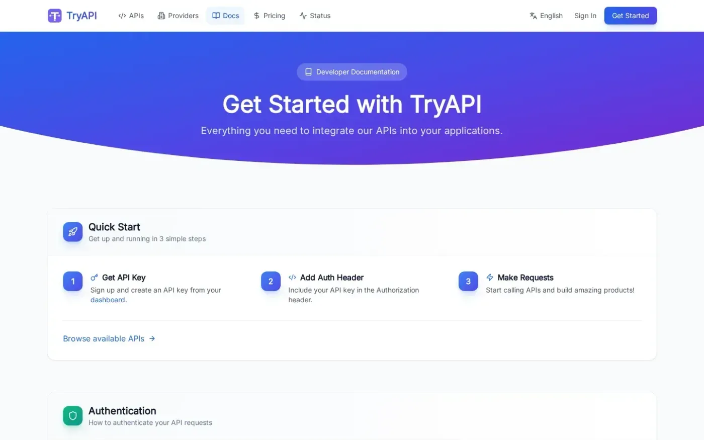 Tryapi — Docs page
