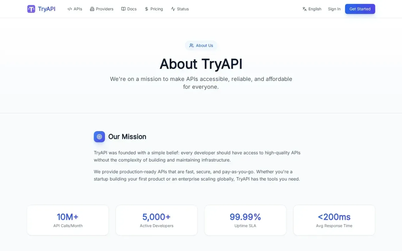Tryapi — About page