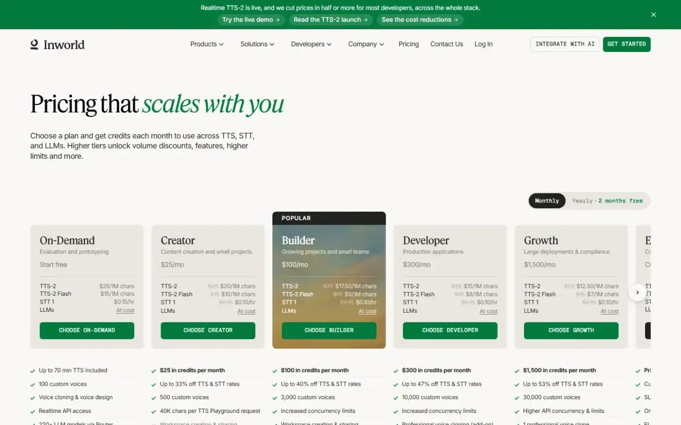 Inworld — Pricing page