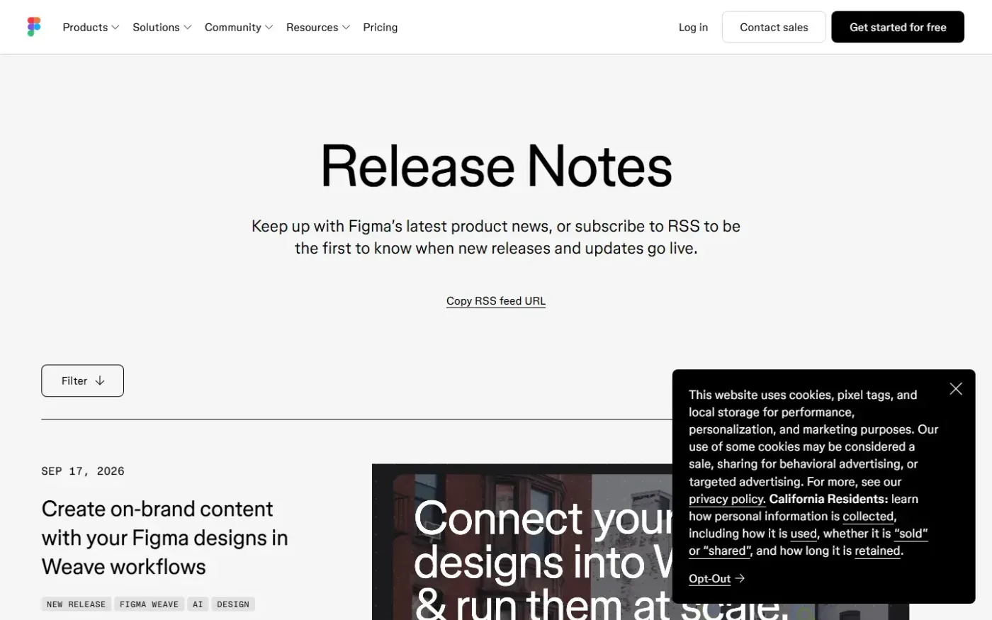 Figma — Release notes page