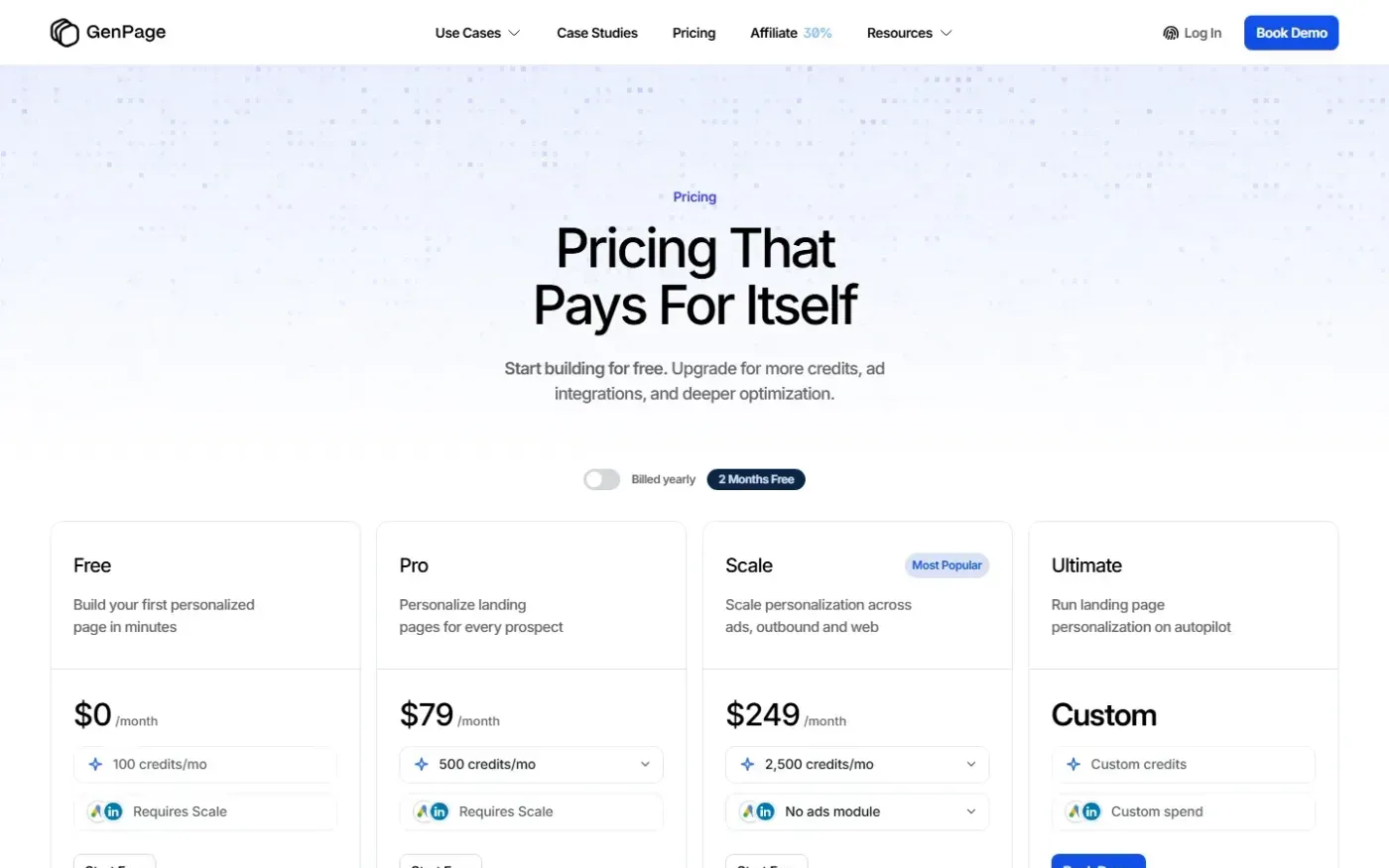 Genpage — Pricing page
