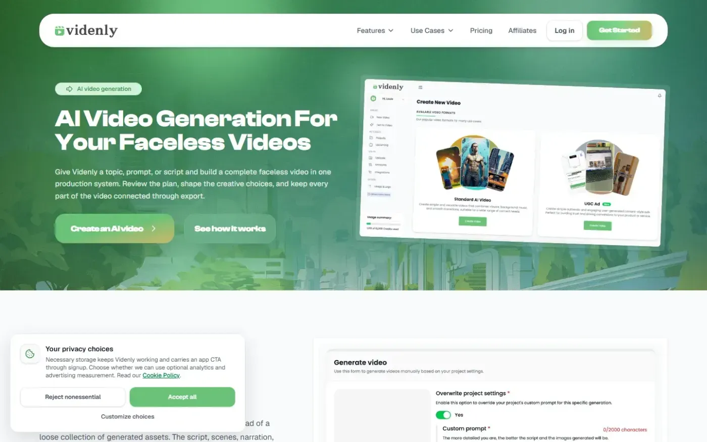 Videnly — Features page