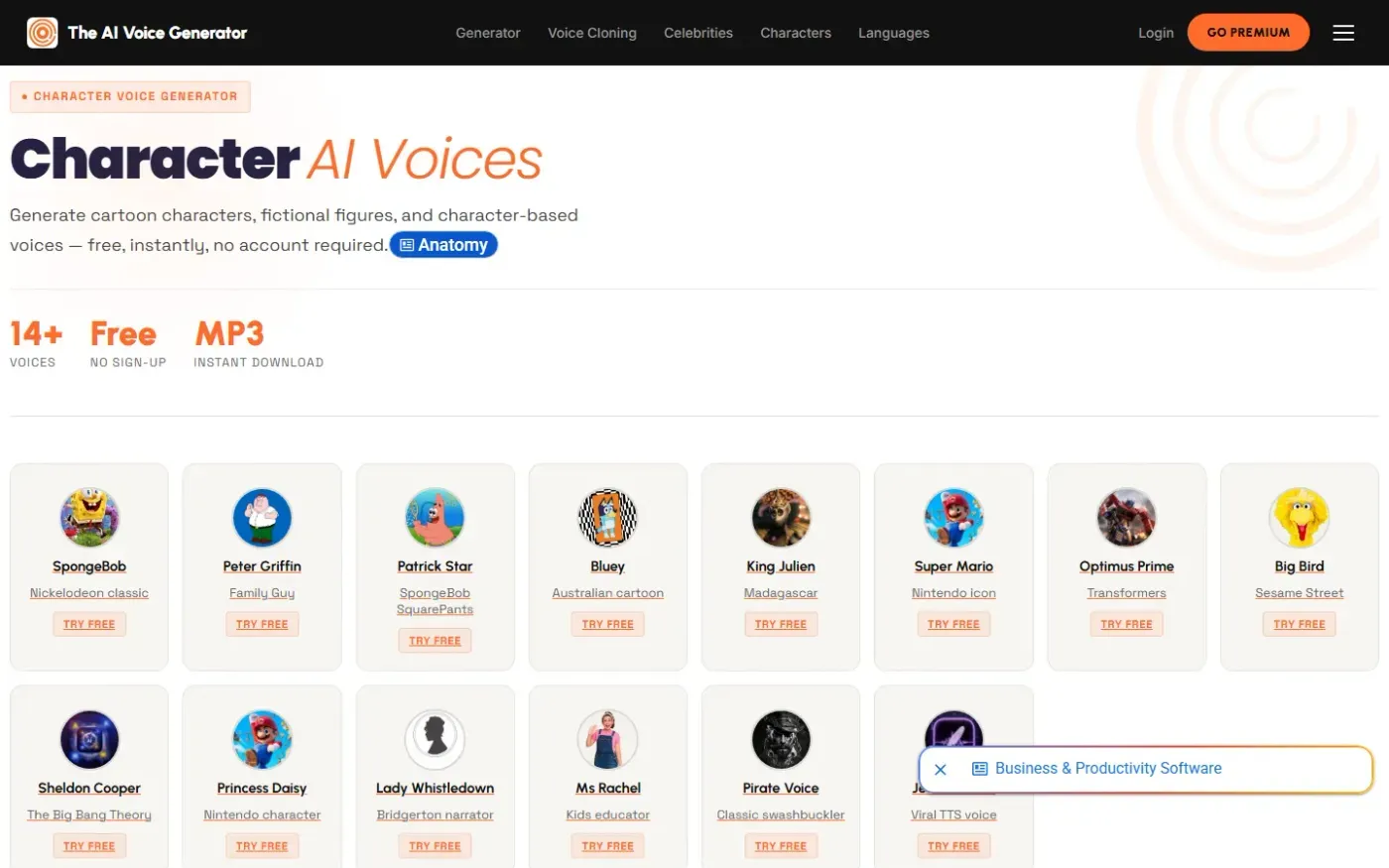 Theaivoicegenerator — Character ai voices page