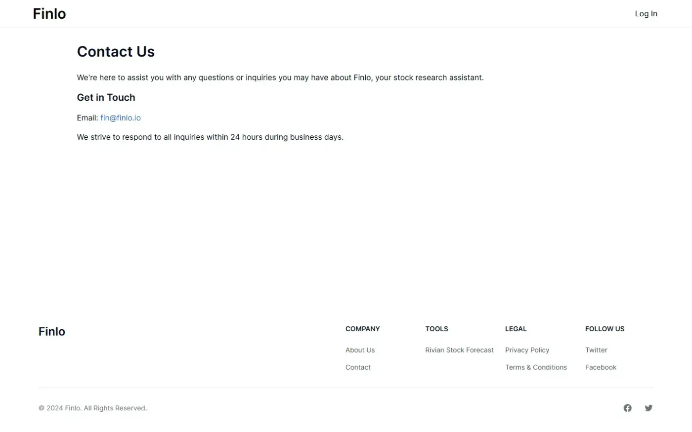 Finlo — Contact page